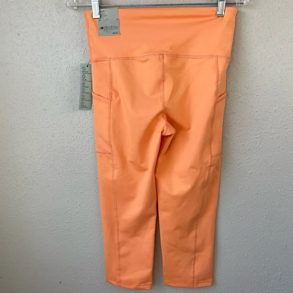 NWT Ideology Melon Ice Orange Cropped Leggings Size S